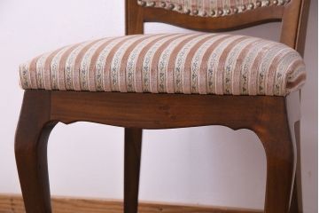 中古　イタリア家具　クラシカルなデザインの布張りダイニングチェア(椅子、ワークチェア)(1)