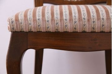 中古　イタリア家具　クラシカルなデザインの布張りダイニングチェア(椅子、ワークチェア)(1)