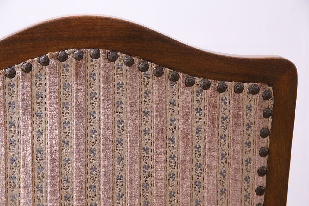 中古　イタリア家具　クラシカルなデザインの布張りダイニングチェア(椅子、ワークチェア)(1)