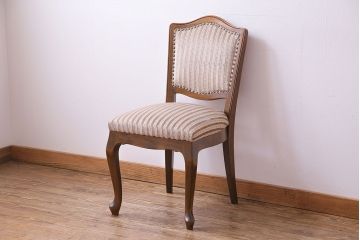 中古　イタリア家具　クラシカルなデザインの布張りダイニングチェア(椅子、ワークチェア)(2)
