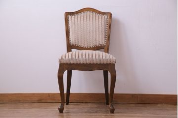中古　イタリア家具　クラシカルなデザインの布張りダイニングチェア(椅子、ワークチェア)(2)