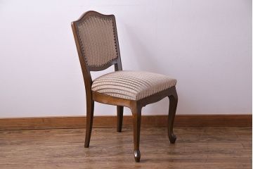 中古　イタリア家具　クラシカルなデザインの布張りダイニングチェア(椅子、ワークチェア)(2)