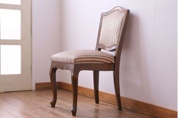 中古　イタリア家具　クラシカルなデザインの布張りダイニングチェア(椅子、ワークチェア)(2)