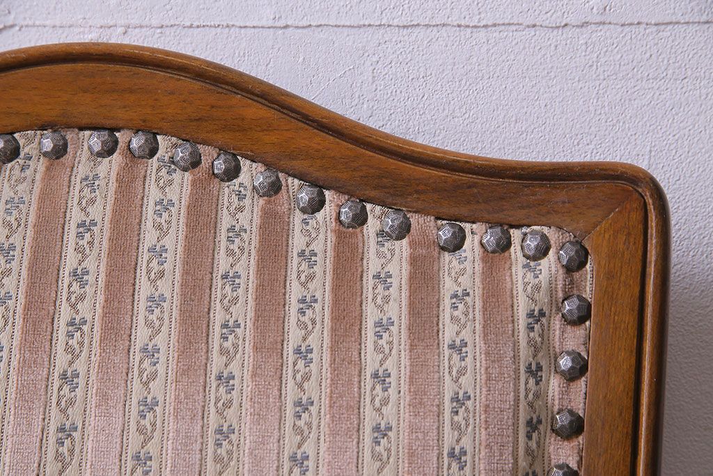 中古　イタリア家具　クラシカルなデザインの布張りダイニングチェア(椅子、ワークチェア)(2)