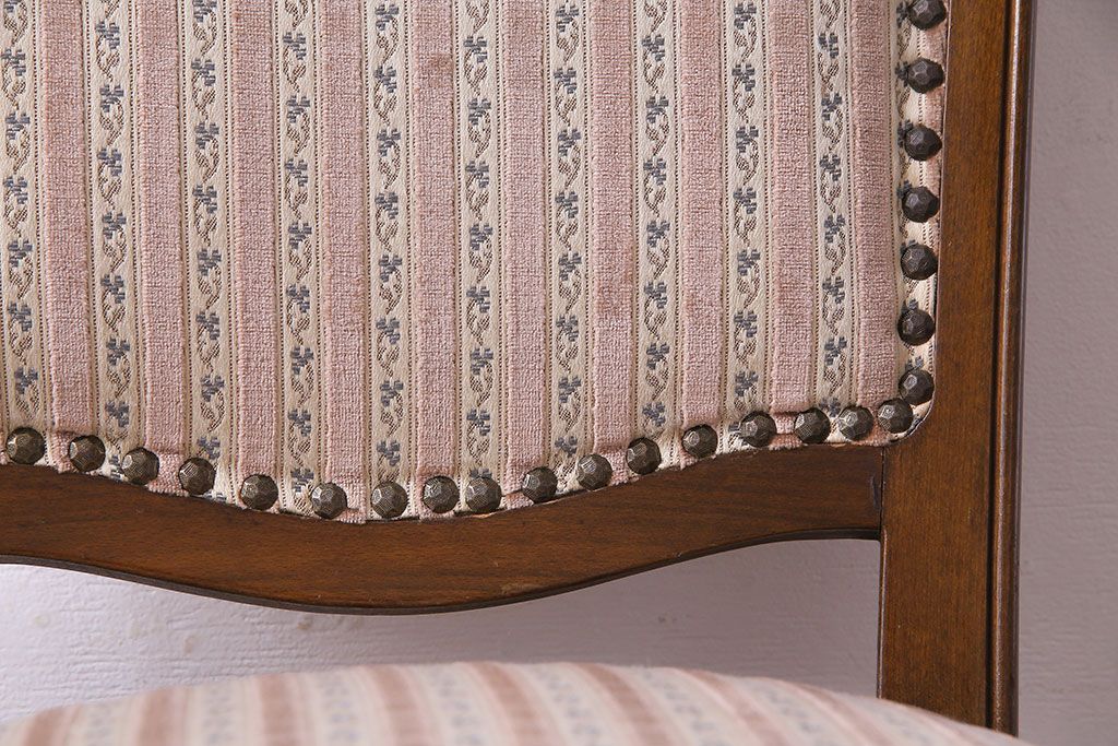 中古　イタリア家具　クラシカルなデザインの布張りダイニングチェア(椅子、ワークチェア)(2)