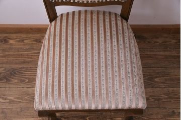 中古　イタリア家具　クラシカルなデザインの布張りダイニングチェア(椅子、ワークチェア)(2)