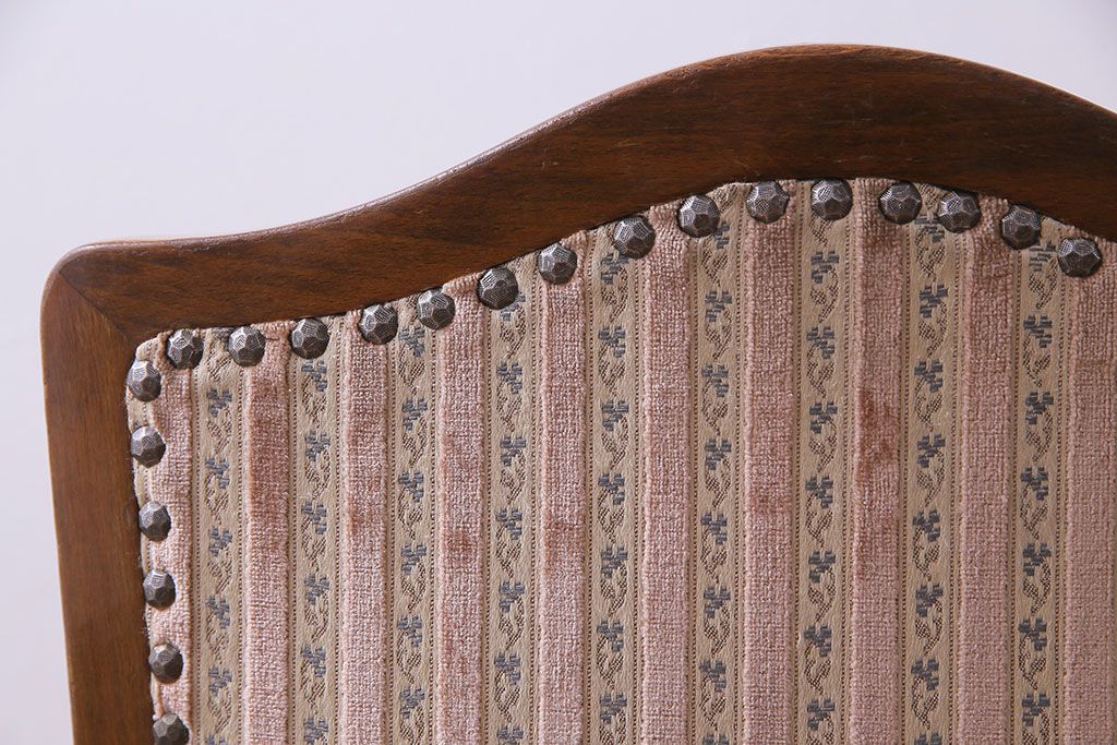 中古　イタリア家具　クラシカルなデザインの布張りダイニングチェア(椅子、ワークチェア)(2)