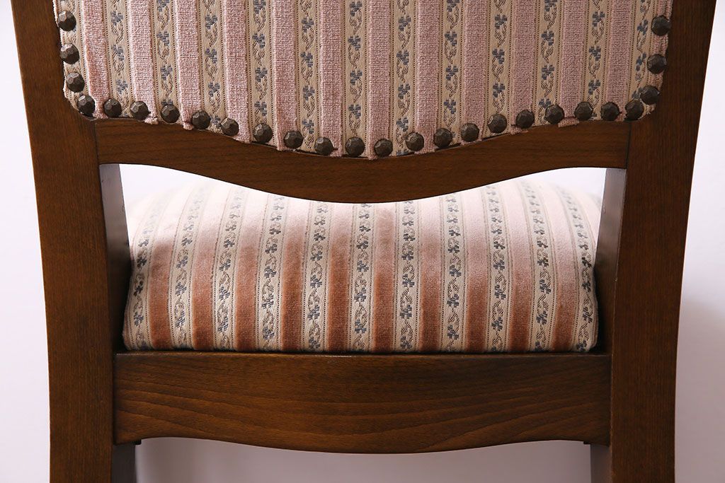 中古　イタリア家具　クラシカルなデザインの布張りダイニングチェア(椅子、ワークチェア)(2)