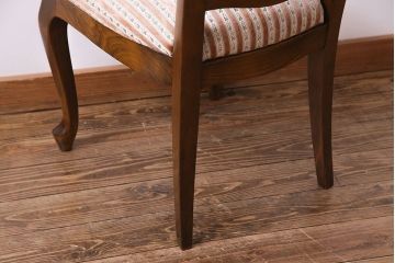 中古　イタリア家具　クラシカルなデザインの布張りダイニングチェア(椅子、ワークチェア)(2)