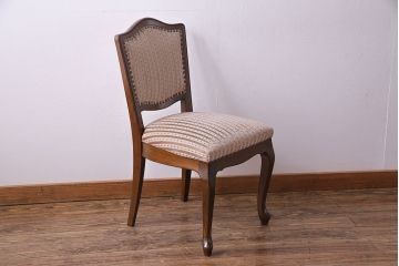 中古　イタリア家具　クラシカルなデザインの布張りダイニングチェア(椅子、ワークチェア)(3)