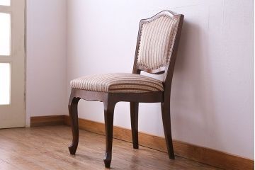 中古　イタリア家具　クラシカルなデザインの布張りダイニングチェア(椅子、ワークチェア)(3)