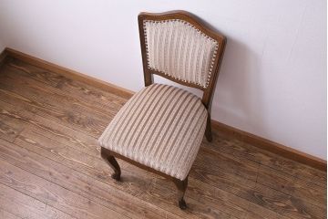 中古　イタリア家具　クラシカルなデザインの布張りダイニングチェア(椅子、ワークチェア)(3)
