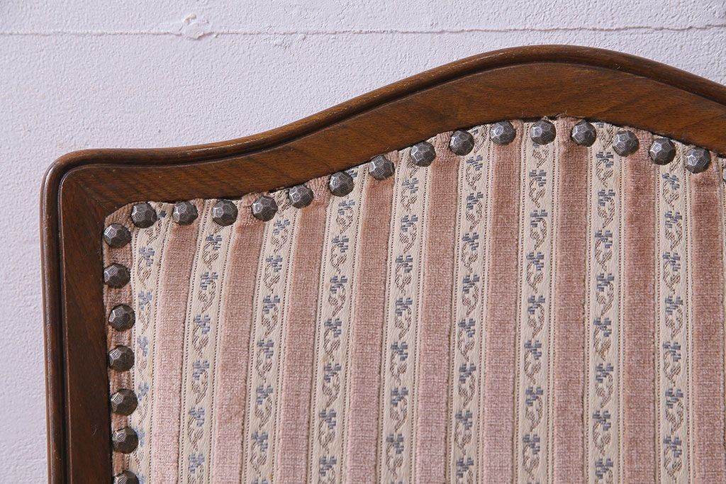 中古　イタリア家具　クラシカルなデザインの布張りダイニングチェア(椅子、ワークチェア)(3)