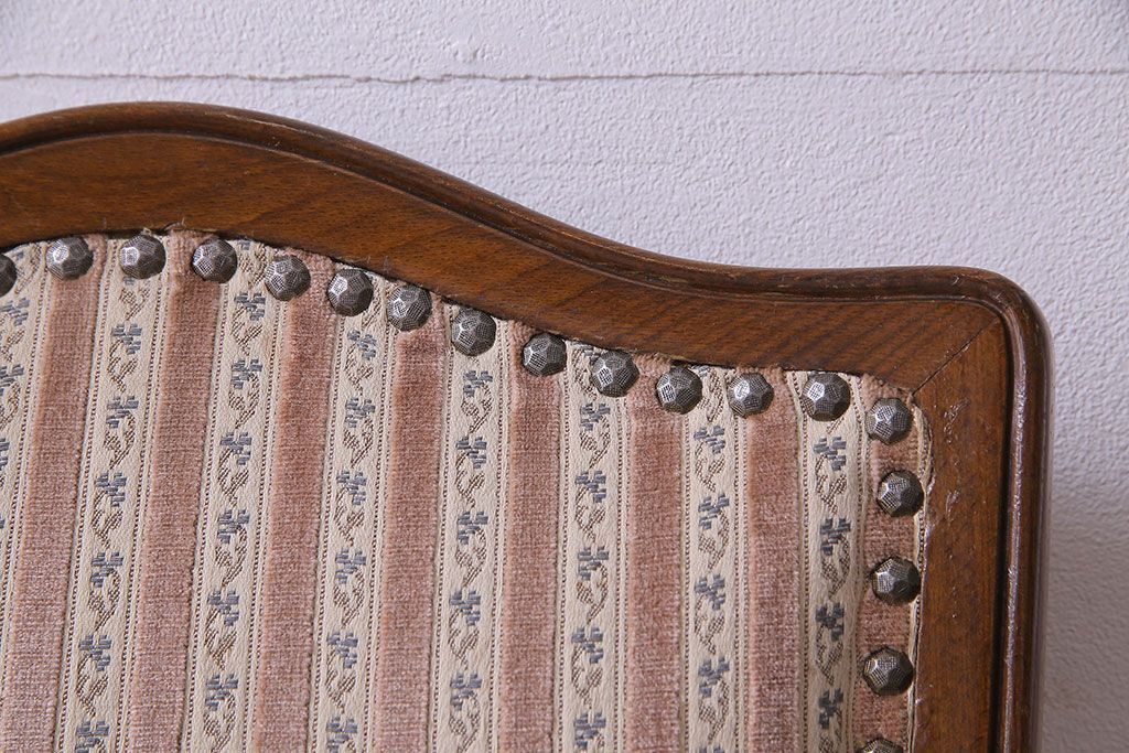 中古　イタリア家具　クラシカルなデザインの布張りダイニングチェア(椅子、ワークチェア)(3)