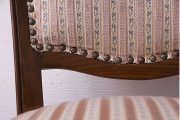 中古　イタリア家具　クラシカルなデザインの布張りダイニングチェア(椅子、ワークチェア)(3)