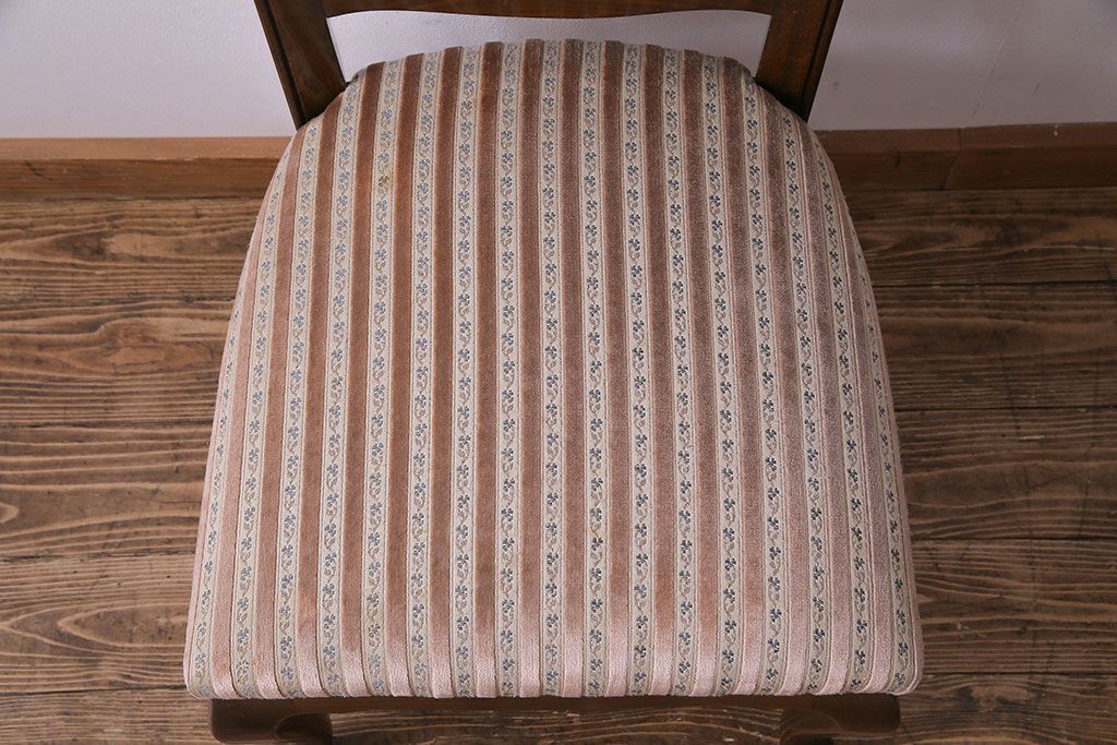 中古　イタリア家具　クラシカルなデザインの布張りダイニングチェア(椅子、ワークチェア)(3)