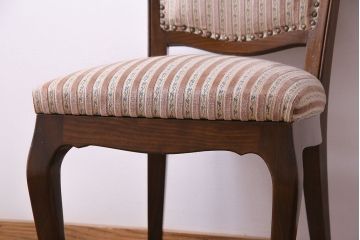 中古　イタリア家具　クラシカルなデザインの布張りダイニングチェア(椅子、ワークチェア)(3)