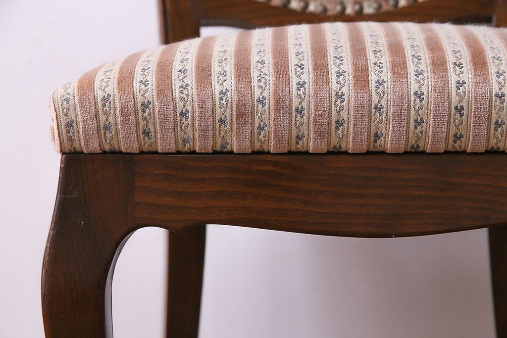 中古　イタリア家具　クラシカルなデザインの布張りダイニングチェア(椅子、ワークチェア)(3)