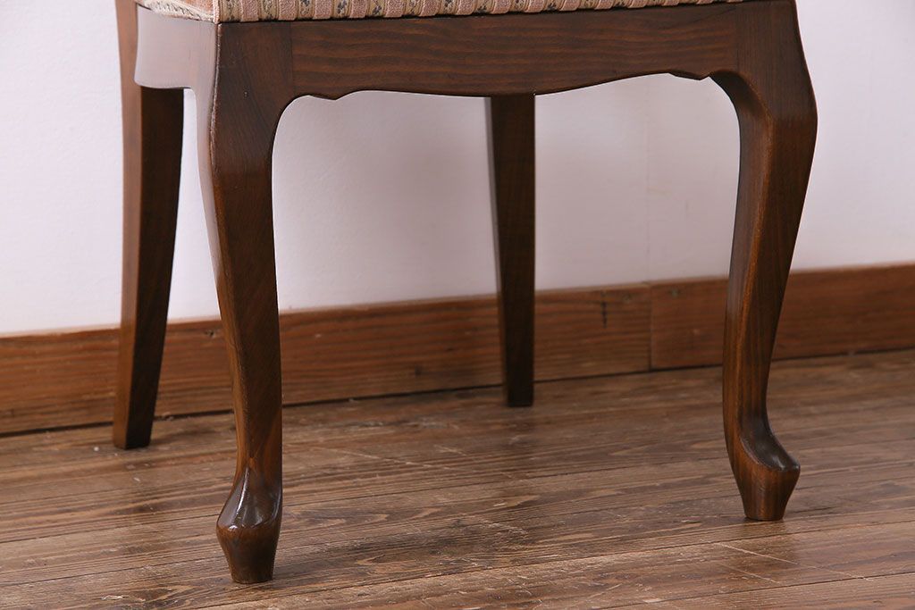 中古　イタリア家具　クラシカルなデザインの布張りダイニングチェア(椅子、ワークチェア)(3)