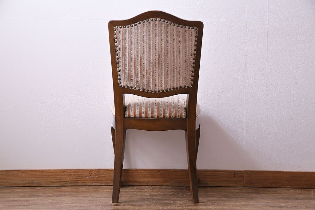 中古　イタリア家具　クラシカルなデザインの布張りダイニングチェア(椅子、ワークチェア)(3)