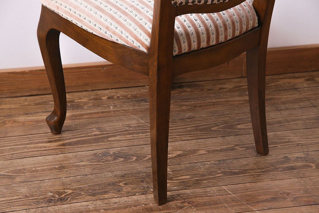 中古　イタリア家具　クラシカルなデザインの布張りダイニングチェア(椅子、ワークチェア)(3)