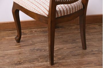 中古　イタリア家具　クラシカルなデザインの布張りダイニングチェア(椅子、ワークチェア)(3)