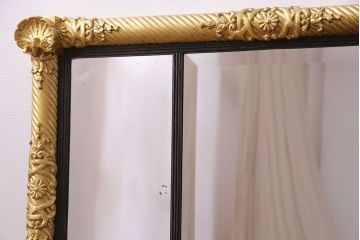 アンティーク雑貨　イタリア家具　豪華なフレームが魅惑的なアンティークミラー(鏡)
