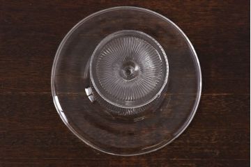 アンティーク雑貨　イギリス製　厚みのあるガラスが魅力のケーキスタンド