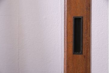 昭和中期　色ガラスと結霜ガラスが美しいシンプルなガラス戸(引き戸、建具)