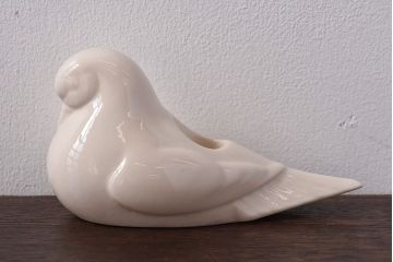 アンティーク雑貨　イギリス製　陶器製　鳥のモチーフのキャンドルスタンド(ろうそく立て)