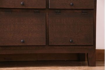 アンティーク家具　アンティーク　古材使用　2×3マス　ころんとした取っ手がかわいらしいパタパタ収納棚(マス目棚、戸棚)