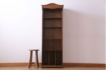 アンティーク家具　イギリスアンティーク　オーク材　シックな細身のブックケース(本棚、陳列棚、収納棚)