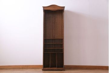 アンティーク家具　イギリスアンティーク　オーク材　シックな細身のブックケース(本棚、陳列棚、収納棚)