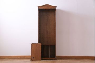 アンティーク家具　イギリスアンティーク　オーク材　シックな細身のブックケース(本棚、陳列棚、収納棚)