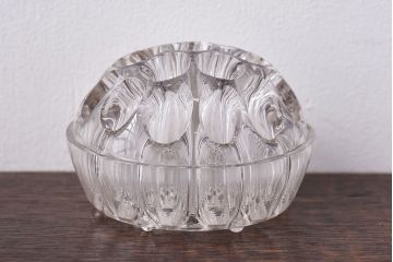 アンティーク雑貨　イギリス　涼しげな雰囲気漂うガラス製フラワーホルダー(ペン立て)