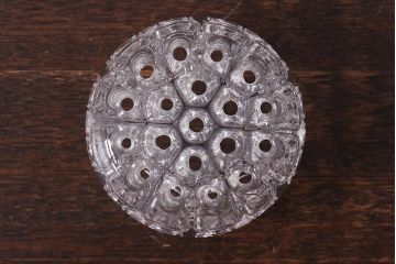 アンティーク雑貨　イギリス　涼しげな雰囲気漂うガラス製フラワーホルダー(ペン立て)