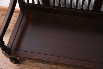 中古美品　松本民芸家具　D型布張り椅子(ベンチ、ソファ)(定価約55万円)