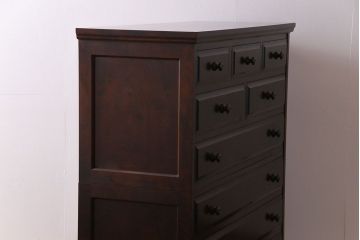 中古　北海道民芸家具　シックな雰囲気漂う2段重ねチェスト(整理タンス、引き出し)