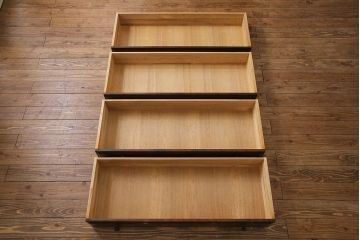 中古　北海道民芸家具　シックな雰囲気漂う2段重ねチェスト(整理タンス、引き出し)