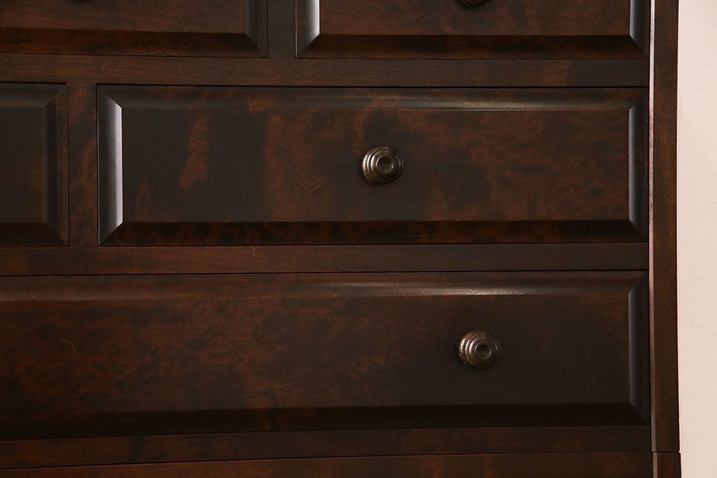 中古　北海道民芸家具　シックな雰囲気漂う2段重ねチェスト(整理タンス、引き出し)