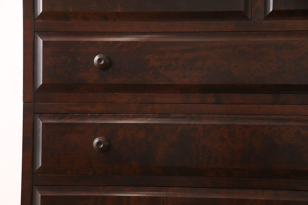 中古　北海道民芸家具　シックな雰囲気漂う2段重ねチェスト(整理タンス、引き出し)