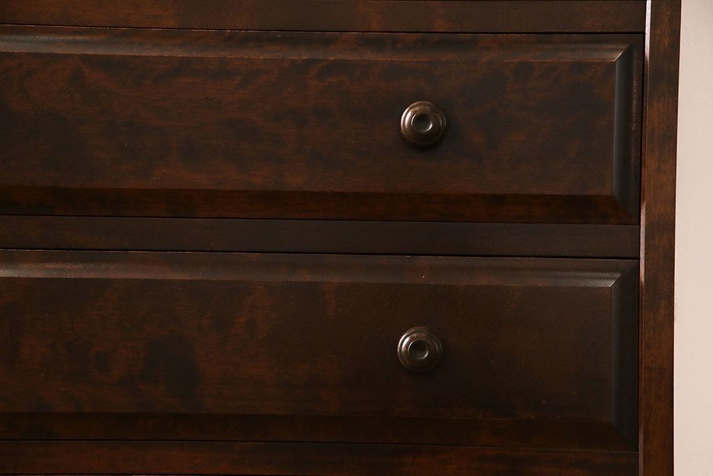 中古　北海道民芸家具　シックな雰囲気漂う2段重ねチェスト(整理タンス、引き出し)