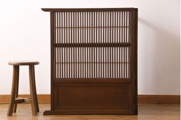 和製アンティーク　大正昭和初期　ヒノキ材　裏障子付き　上品な和のパーテーション(衝立て)