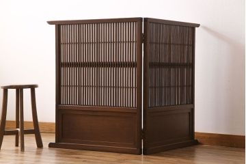 和製アンティーク　大正昭和初期　ヒノキ材　裏障子付き　上品な和のパーテーション(衝立て)