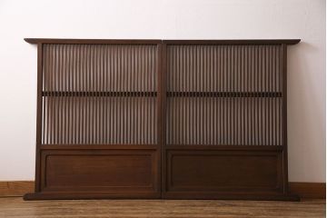 和製アンティーク　大正昭和初期　ヒノキ材　裏障子付き　上品な和のパーテーション(衝立て)