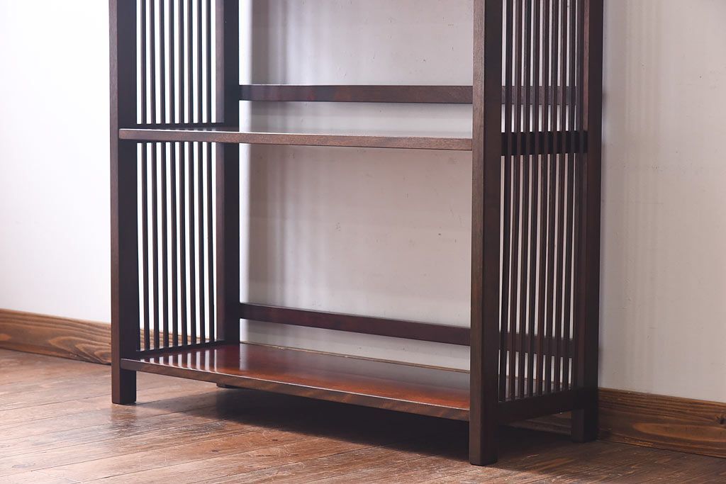 中古　九州民芸家具　樺材　和モダンな雰囲気漂う本棚(陳列棚、飾り棚)