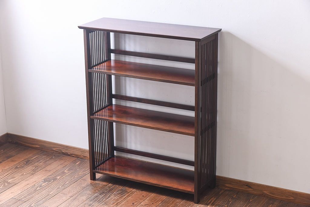 中古　九州民芸家具　樺材　和モダンな雰囲気漂う本棚(陳列棚、飾り棚)
