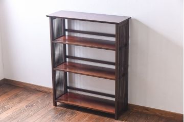 中古　九州民芸家具　樺材　和モダンな雰囲気漂う本棚(陳列棚、飾り棚)