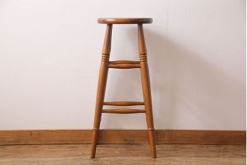 アンティーク家具　イギリスアンティーク　あたたかな雰囲気のハイスツール(イス、チェア、花台)