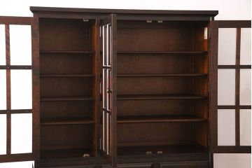 中古　美品　北海道民芸家具　HM165K　収納力抜群のシックな食器棚(カップボード、キャビネット)(定価約57万円)